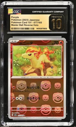 2023 #077 Ponyta Master Ball Reverse Holo CGC 10 Pristine Pokemon Card 151 - sv2a - Japanese