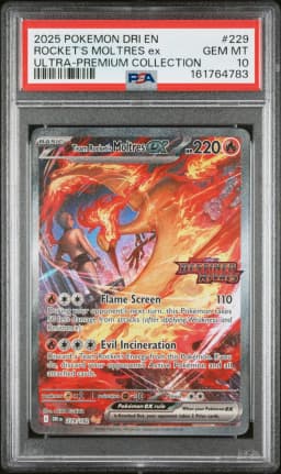2025 #229 Team Rocket's Moltres EX PSA 10 Dri EN-Destined Rivals