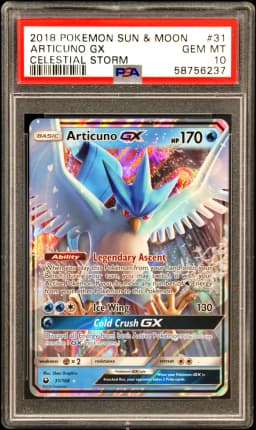 2018 #31 Articuno GX PSA 10 Sun & Moon Celestial Storm