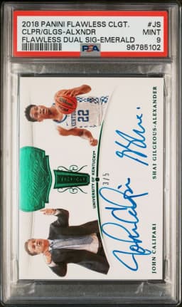 2018 #JS John Calipari/Shai Gilgeous-Alexander PSA 9 Panini Flawless Collegiate Flawless Dual Signatures