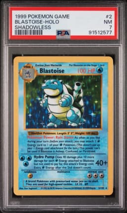 1999 #2 Blastoise-Holo Shadowless PSA 7 Game