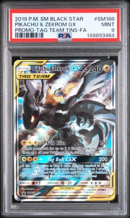 2019 #SM168 Full Art/Pikachu & Zekrom GX PSA 9 SM Black Star Promo