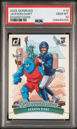 2025 #14 Jaxson Dart PSA 10 Panini Donruss Downtown! Football