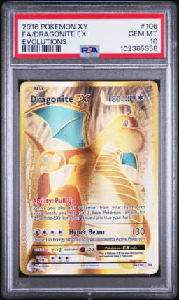 2016 #106 Full Art/Dragonite EX PSA 10 XY Evolutions