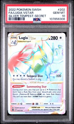 2022 #202 Full Art/Lugia Vstar PSA 10 Sword & Shield Silver Tempest