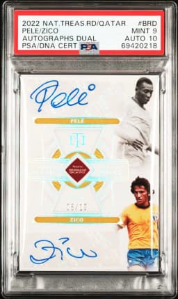 2022 #ADBRD Pele/Zico PSA 9 Panini National Treasures FIFA Road to World Cup Qatar Autographs Dual