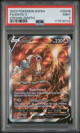 2023 #GG36 Full Art/Entei V PSA 9 Sword and Shield Crown Zenith