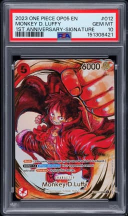 2023 #012 Monkey D. Luffy PSA 10 One Piece OP05-Awakening of the New Era