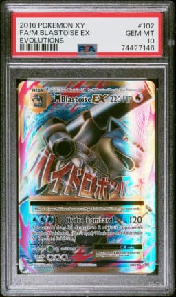 2016 #102 Full Art/M Blastoise EX PSA 10 XY Evolutions