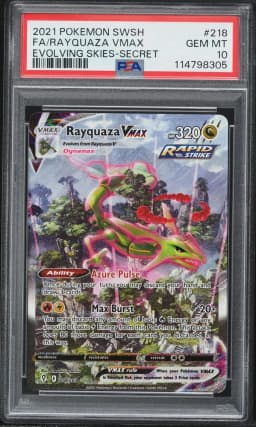 2021 #218 Full Art/Rayquaza Vmax PSA 10 Sword & Shield Evolving Skies Pokemon