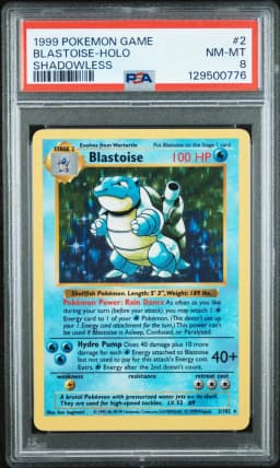 1999 #2 Blastoise-Holo Shadowless PSA 8 Game