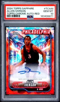 2024 #TCAAI Allen Iverson PSA 10 Topps Chrome Sapphire Edition Topps Chrome Autographs
