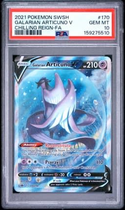 2021 #170 Full Art/Galarian Articuno V PSA 10 Sword & Shield Chilling Reign