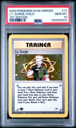 2000 #17 LT. Surge-Holo 1st Edition PSA 10 Gym Heroes