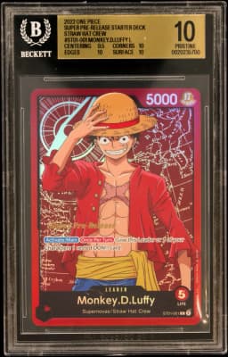 2022 #ST01001 Monkey.D.Luffy L BGS 10 One Piece Card Game Super Pre-Release Starter Deck Straw Hat Crew