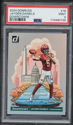 2024 #16 Jayden Daniels PSA 9 Panini Donruss Downtown! Football