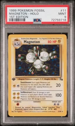 1999 #11 Magneton-Holo 1st Edition PSA 9 Fossil Pokemon