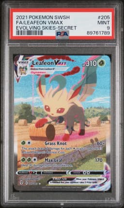 2021 #205 Full Art/Leafeon Vmax PSA 9 Sword & Shield Evolving Skies