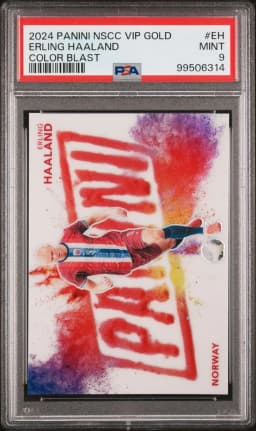2024 #EH Erling Haaland PSA 9 Panini National Sports Collectors Convention VIP Gold Color Blast