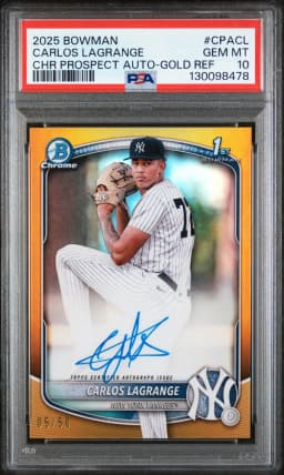 2025 #CPACL Carlos Lagrange PSA 10 Bowman Chrome Prospect Autographs