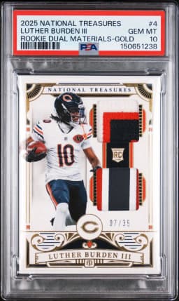 2025 #4 Luther Burden III PSA 10 Panini National Treasures Rookie Dual Materials