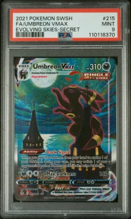2021 #215 Full Art/Umbreon Vmax PSA 9 Sword & Shield Evolving Skies