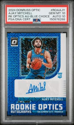 2024 #ROAAJY Ajay Mitchell PSA 10 Panini Donruss Optic Rookie Optics Autographs