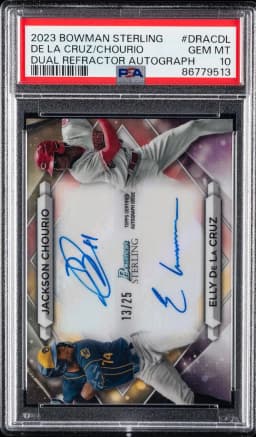 2023 #DRACDL Elly de La Cruz/Jackson Chourio PSA 10 Bowman Sterling Dual Refractor Autographs Baseball