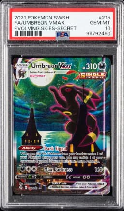 2021 #215 Full Art/Umbreon Vmax PSA 10 Sword & Shield Evolving Skies Pokemon