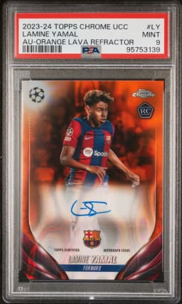 2023 #LY Lamine Yamal PSA 9 Topps Chrome UEFA Club Competitions Chrome Autographs