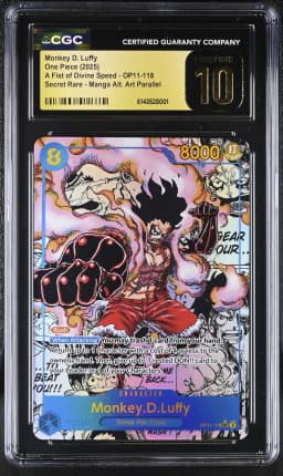 2025 #OP11-118 Monkey D. Luffy CGC 10 Pristine A Fist of Divine Speed (OP11) - English