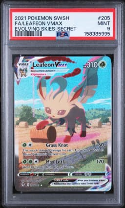 2021 #205 Full Art/Leafeon Vmax PSA 9 Sword & Shield Evolving Skies