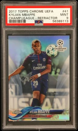 2017 #41 Kylian Mbappe PSA 9 Topps Chrome UEFA Champions League