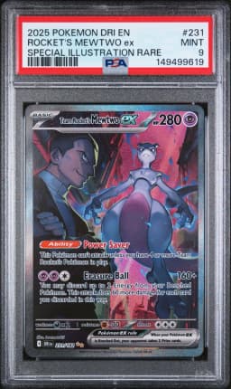 2025 #231 Team Rocket's Mewtwo EX PSA 9 Dri EN-Destined Rivals