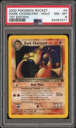 2000 #4 Dark Charizard-Holo 1st Edition PSA 8 Rocket
