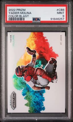 2022 #CB8 Yadier Molina PSA 9 Panini Prizm Color Blast