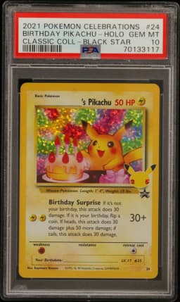 2021 #24 Birthday Pikachu-Holo PSA 10 Celebrations Classic Collection