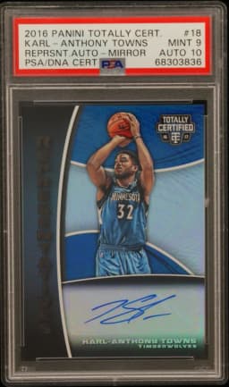 2016 #18 Karl-Anthony Towns PSA 9 Panini Totally Certified Representatives Autographs
