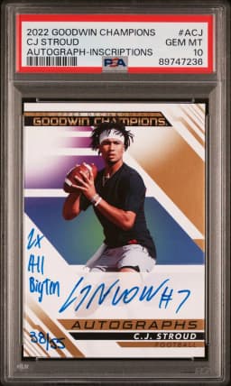 2022 #ACJ CJ Stroud PSA 10 Upper Deck Goodwin Champions Autographs
