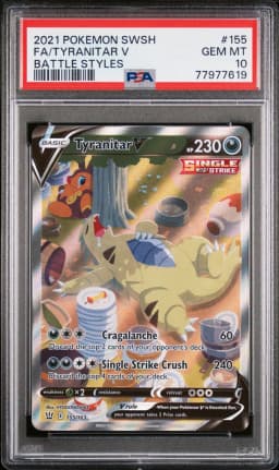 2021 #155 Full Art/Tyranitar V PSA 10 Sword & Shield Battle Styles
