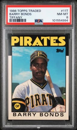 1986 #11T Barry Bonds PSA 8 Topps Traded Tiffany
