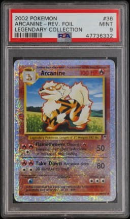 2002 #36 Arcanine-Reverse Foil PSA 9 Legendary Collection