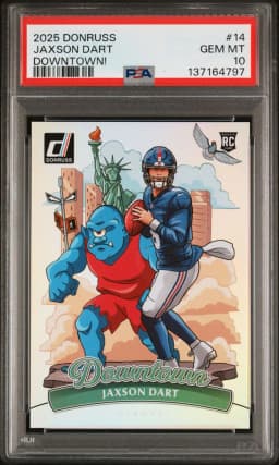 2025 #14 Jaxson Dart PSA 10 Panini Donruss Downtown! Football