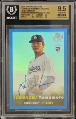 2024 #FFYY Yoshinobu Yamamoto EXCH BGS 9.5 Topps Archives Fan Favorites Premium Autographs Blue Foilboard