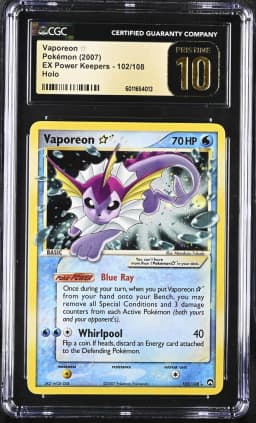 2007 #102 Vaporeon �?? CGC 10 Pristine EX Power Keepers - English