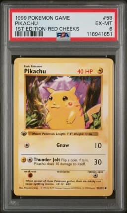 1999 #58 Pikachu PSA 6 Game Pokemon