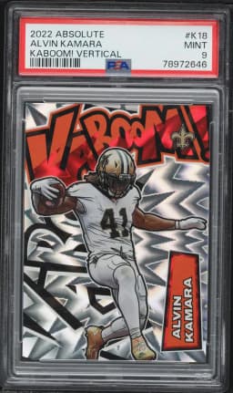 2022 #K18 Alvin Kamara PSA 9 Panini Absolute Kaboom! Vertical Football