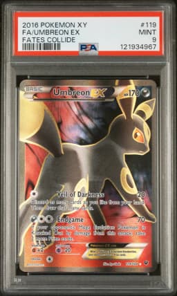 2016 #119 Full Art/Umbreon EX PSA 9 XY Fates Collide