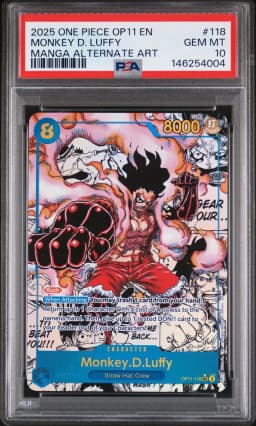 2025 #118 Monkey D. Luffy PSA 10 OP11-A Fist of Divine Speed One Piece