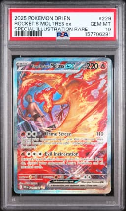 2025 #229 Team Rocket's Moltres EX PSA 10 Dri EN-Destined Rivals